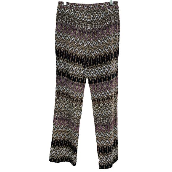 Jennifer Lopez Purple Gold Boho Chevron Silky Flat Front Palazzo Pants 6 - Picture 2 of 8